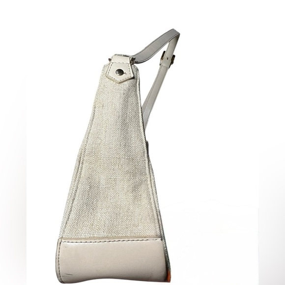 Etienne Aigner Beige Canvas & Leather Shoulder Bag – Y2K Minimalist Classic - Picture 5 of 5